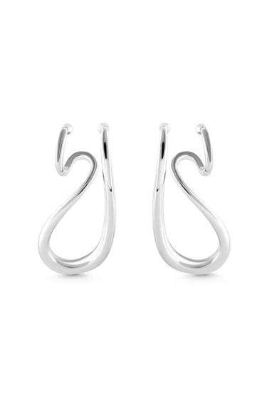 AQUIVER Ear Cuffs. Twisted lines design, no piercings required, silver, handmade, hypoallergenic, water-resistant